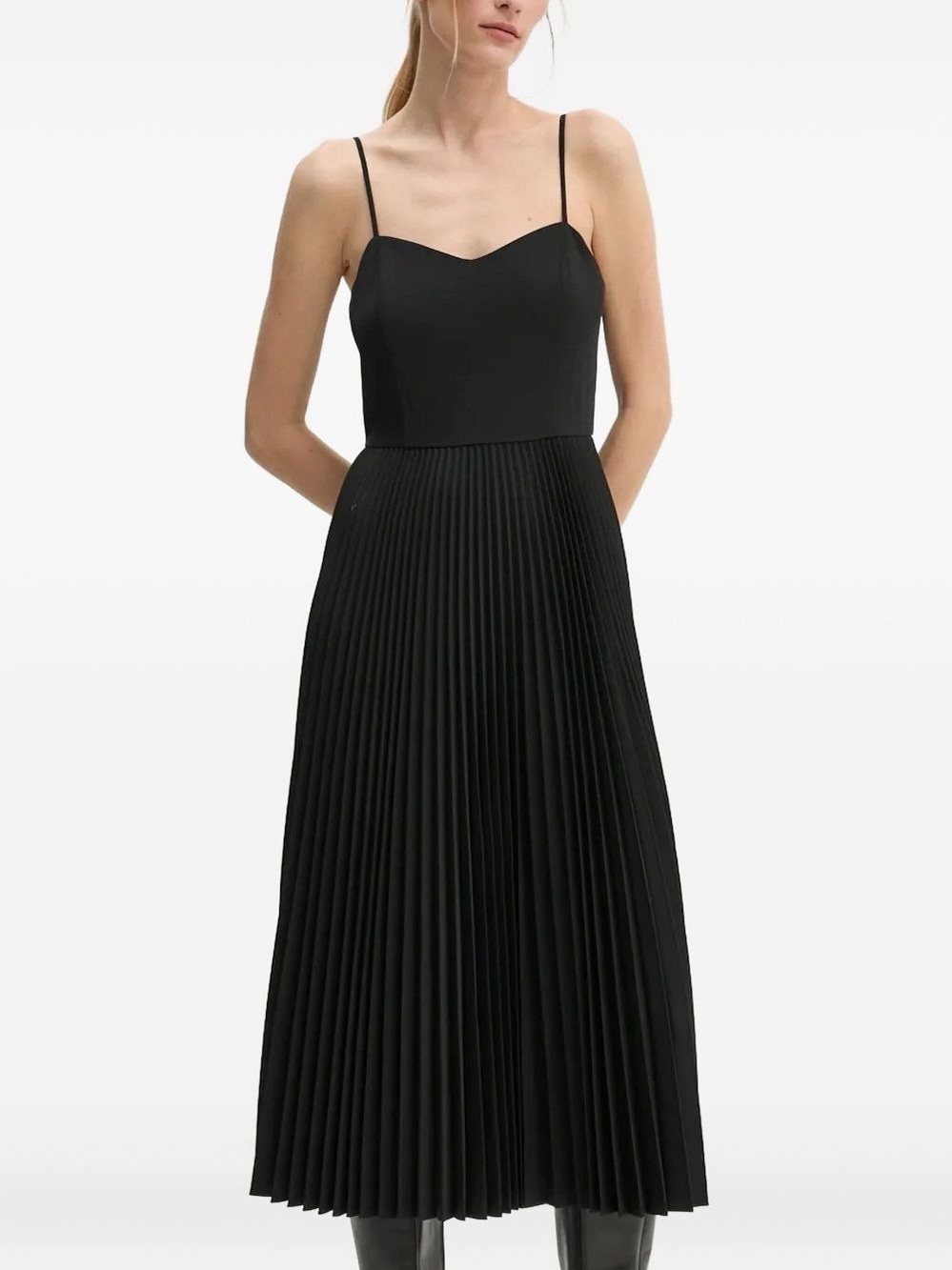 Theory Pleated Midi Dress Black 0